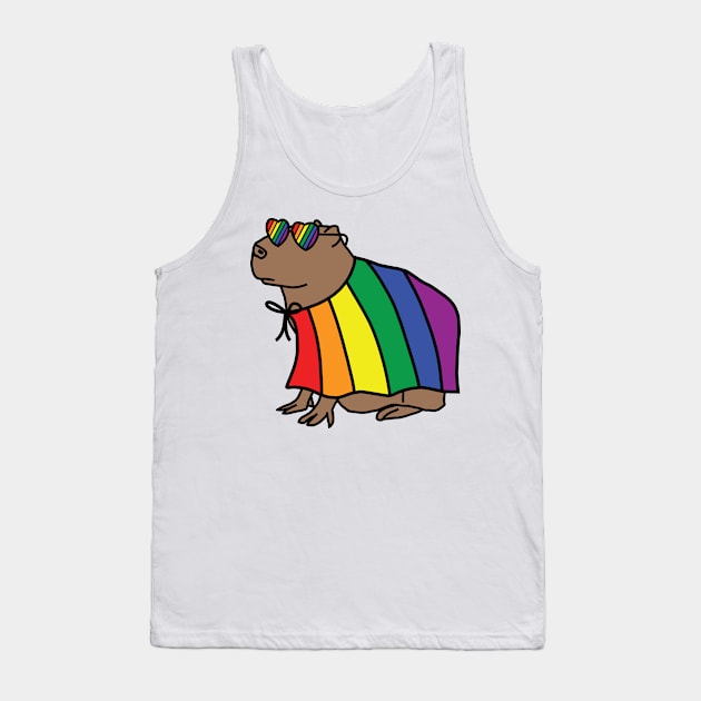 Cool Capybara in Pride Cape Tank Top by ellenhenryart